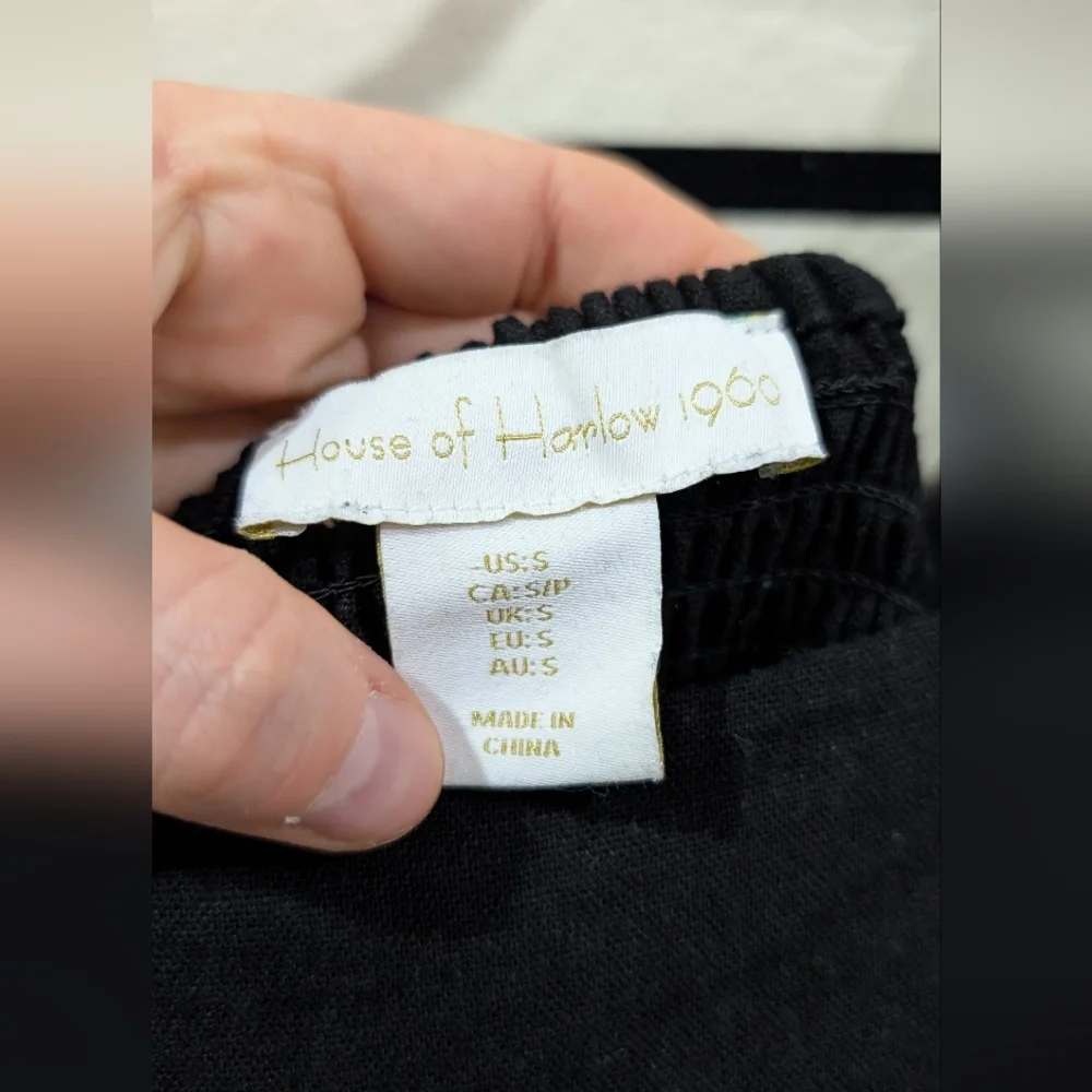 House Of Harlow Cotton Tiered Black Puff Sleeve Dress - Picture 6 of 7